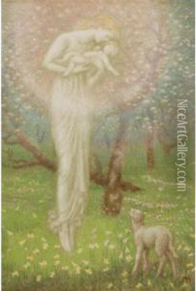 Little Lamb Who Made Thee Oil Painting - Arthur Hughes