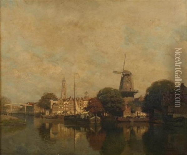 View Of Delft Oil Painting - Johannes Christiaan Karel Klinkenberg