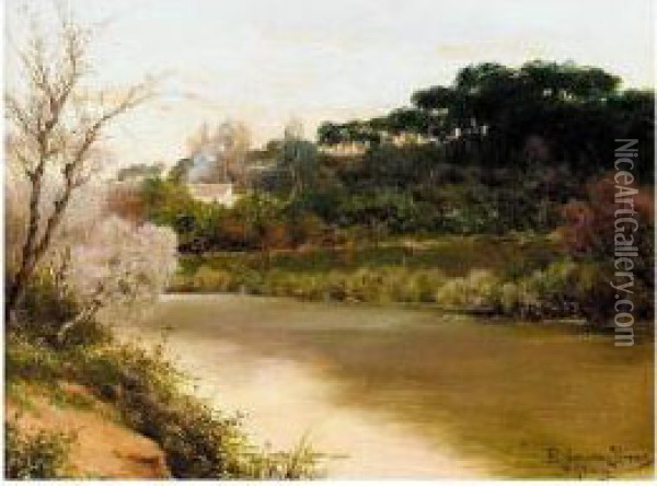 River Banks Oil Painting - Emilio Sanchez-Perrier