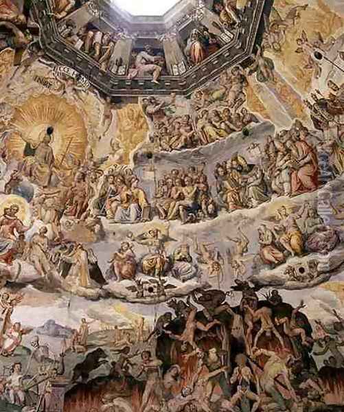 The Last Judgement, detail from the cupola of the Duomo, 1572-79 8 Oil Painting - Giorgio Vasari