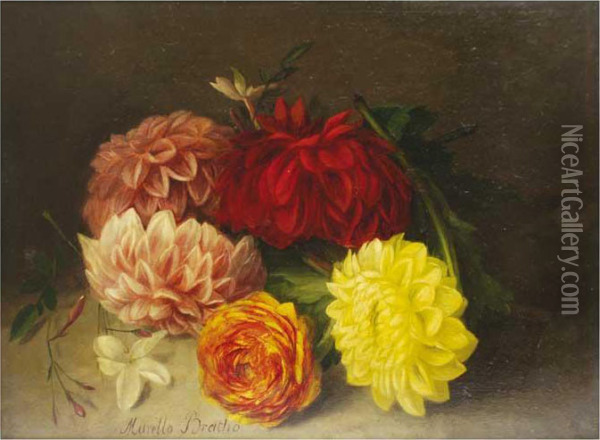 Flores Oil Painting - Jose Maria Murillo Y Bracho