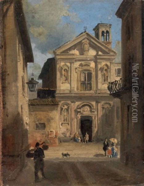 Santo Stefano In Borgogna Oil Painting - Angelo Inganni