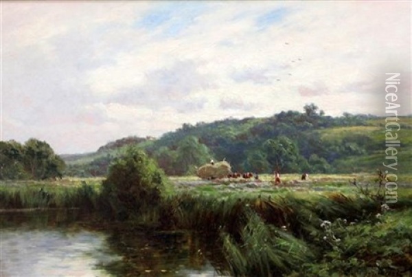 Near Marlow On Thames Oil Painting - Henry H. Parker