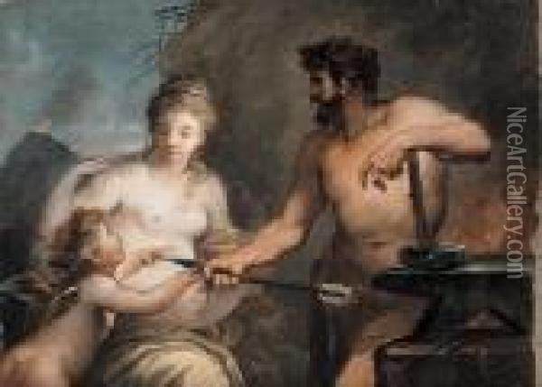 Venere E Cupido Nella Fucina Di Vulcano Oil Painting - Giovanni Antonio Pellegrini