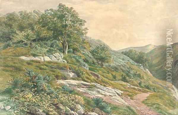 The hillside path Oil Painting - Henry Birtles