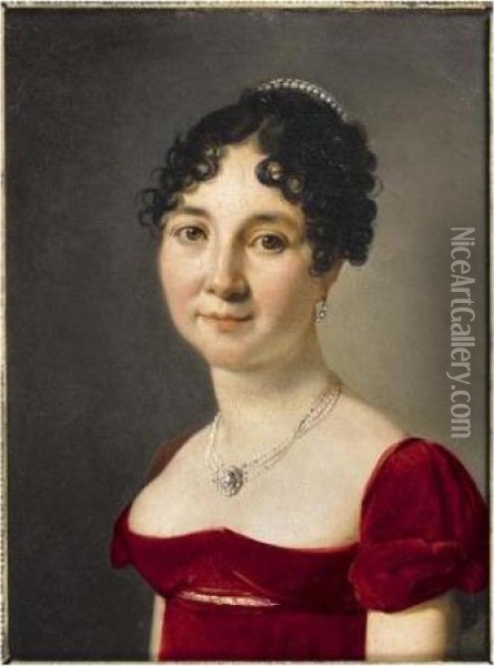 Portrait De Femme En Robe Rouge Oil Painting - Louis Leopold Boilly