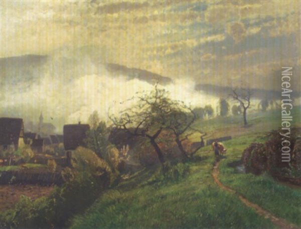 Fruhlingsmorgen Im Schwarzwald Oil Painting - Wilhelm Schroeter