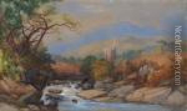 A View In Cumberland Oil Painting - James Burrell-Smith