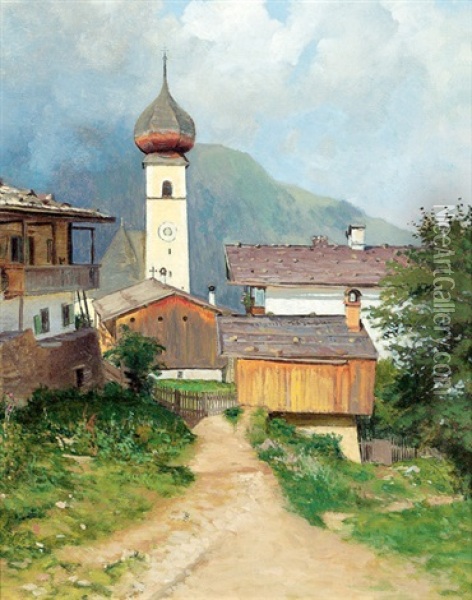 Auracher Kircherl Oil Painting - Karl Eduard Onken