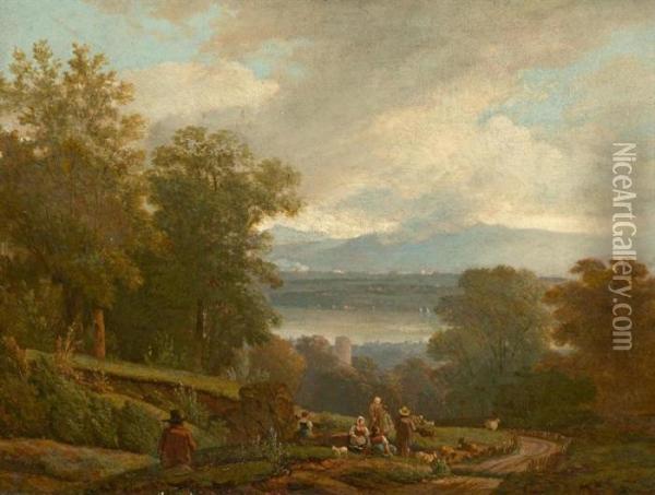 Paysage Du Lac Leman, Circa 1820 Oil Painting - Wolfgang-Adam Toepffer