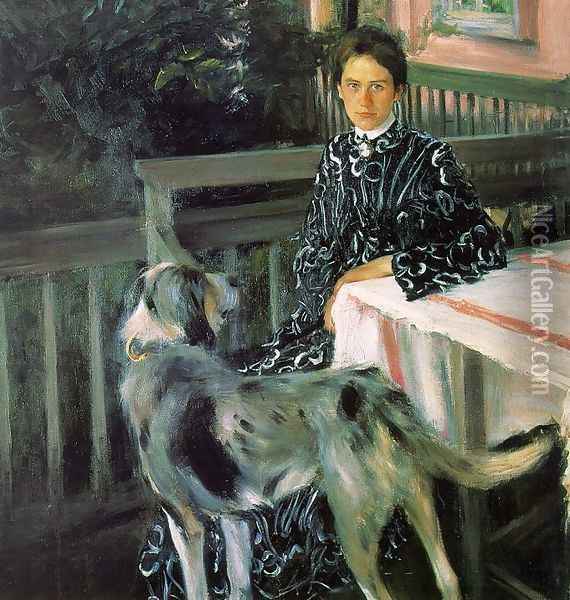 Portrait of Julia Kustodieva, the Artist's Wife 1903 Oil Painting - Boris Kustodiev