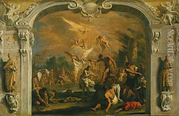 The Baptism of Christ Oil Painting - Sebastiano Ricci