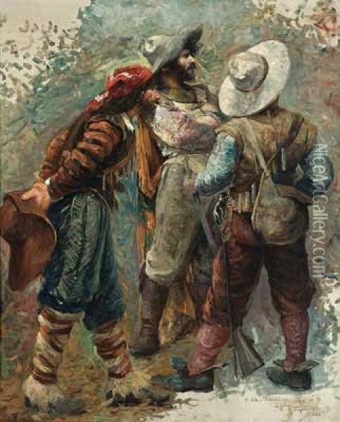 Bandeirantes Oil Painting - Antonio D. Silva Da Parreiras