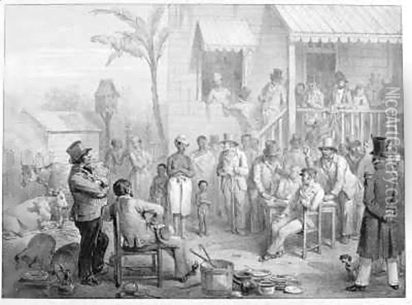 Un Marche d'Esclaves a Surinam Oil Painting - Pierre J. Benoit