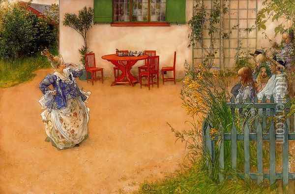 Lisbeth represents the mean princess in the blue Bird Oil Painting - Carl Larsson