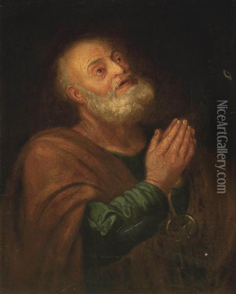 The Penitent Saint Peter Oil Painting - Christian Wilhelm Ernst Dietrich