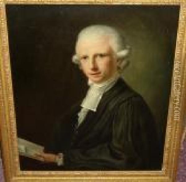 Portrait Of A Gentleman, Half Length In Doctoral Robes, Holding A Book Oil Painting - Tilly Kettle