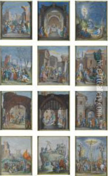 Twelve Scenes From The Passion Oil Painting - Friedrich The Elder Brentel