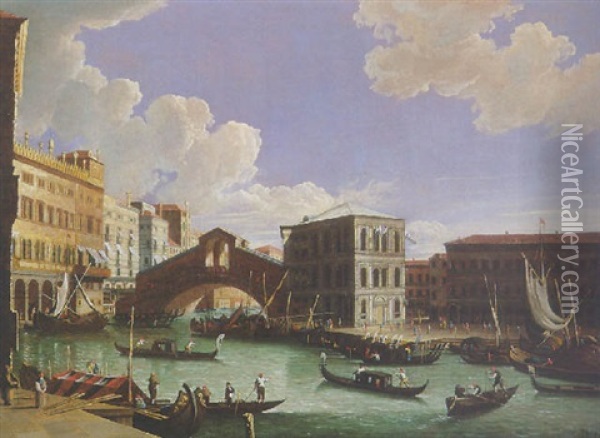 Le Pont Du Rialto Oil Painting - Giovanni Migliara
