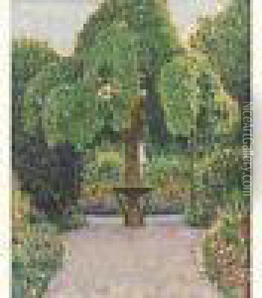 Le Jardin De L'artiste A Nemours, Vers 1906-1908 Oil Painting - Bernard Boutet De Monvel
