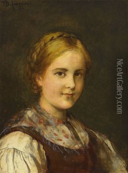 Portrait Eines Tiroler Dirndls Oil Painting - Franz Von Defregger