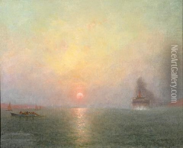 Sunset Over The Bay Oil Painting - Charles Dorman Robinson