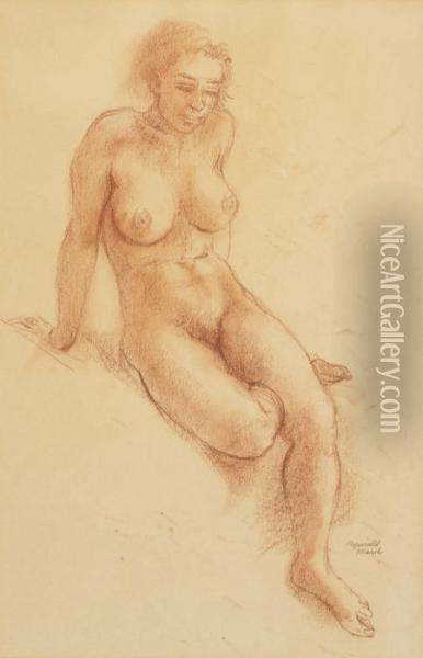 Seated Nude Oil Painting - Reginald Marsh