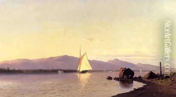 Kingston Point, Hudson River Oil Painting - Francis Augustus Silva