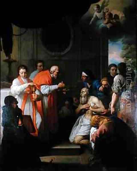 St Roch curing the plague stricken Oil Painting - Jacques Gamelin