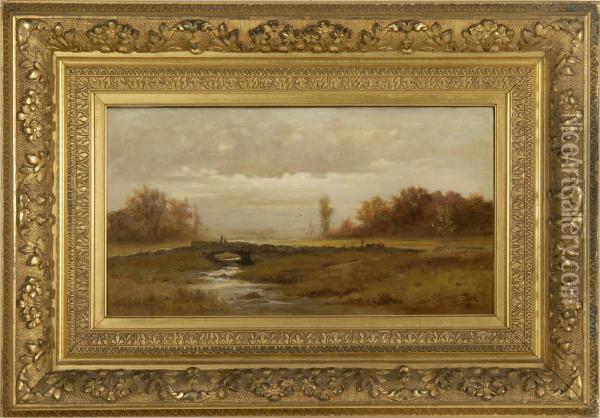 The Old Stone Bridge, Fairhaven, Ma Oil Painting - William Ferdinand Macy