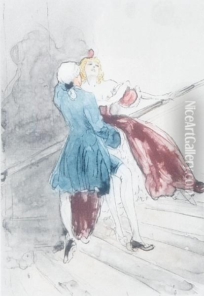 Duo From La Nuit Et Le Moment By Prosperjolyot De Crebillon Oil Painting - Louis Icart