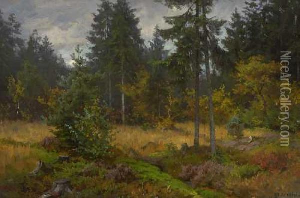 Waldlichtung. Oil Painting - Fritz Freund