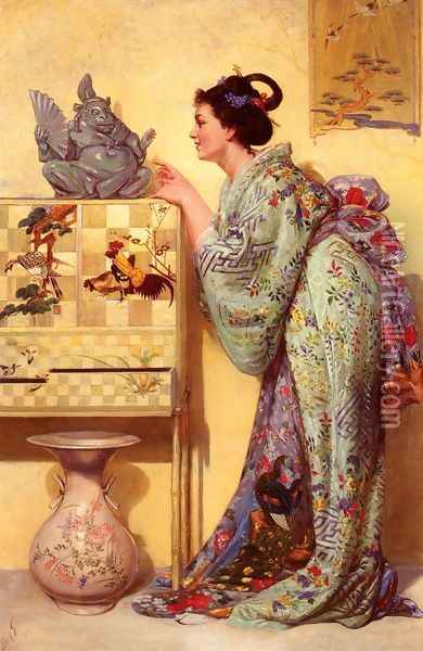 La Japonaise (The Japanese Lady) Oil Painting - Alfred Wordsworth Thompson