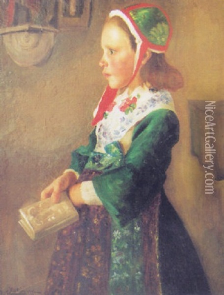 Petite Fille De Plougastel-daoulas Oil Painting - Henry d' Estienne