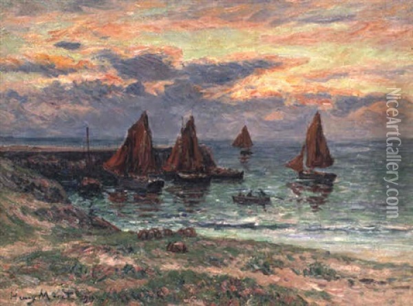 Soleil Couchant Oil Painting - Henry Moret