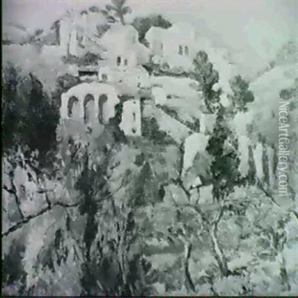 Mediterranean Hill Village Oil Painting - Roger Fry