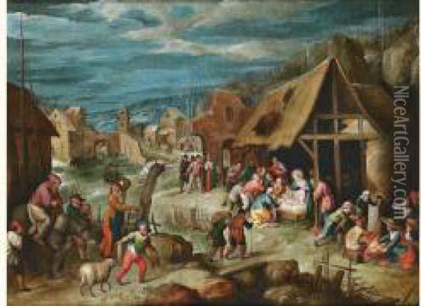 La Nativite Oil Painting - Ambrosius Francken II