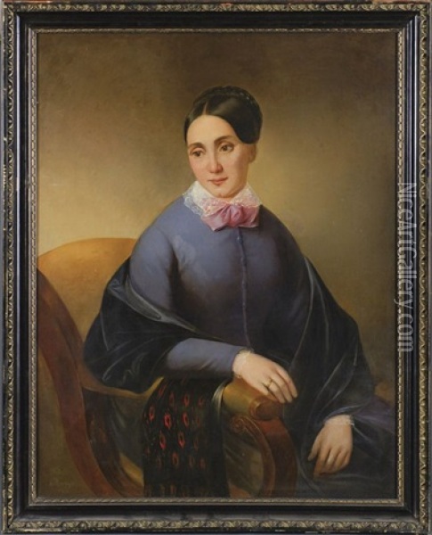 Biedermeier-damenportrait Oil Painting - Friedrich Krepp