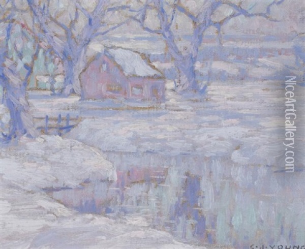 Untitled (house In Winter) Oil Painting - Charles Jac Young