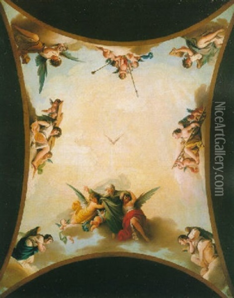 Gloria Con Dios Padre Y Espiritu Santo Oil Painting - Mariano Salvador de Maella