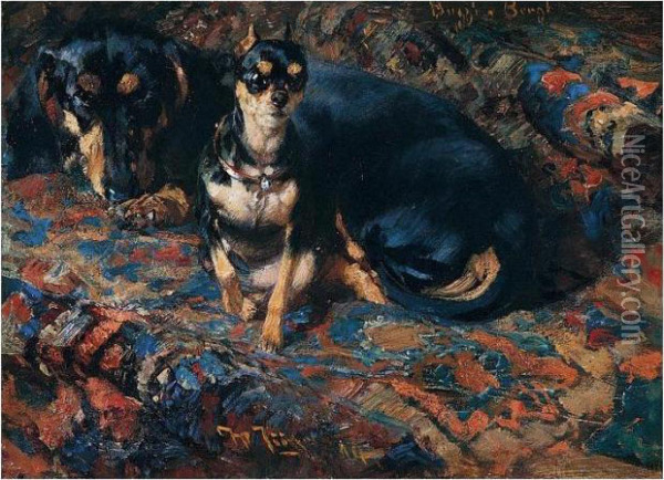 Zwei Freunde (two Friends) Oil Painting - Heinrich Johann Von Zugel