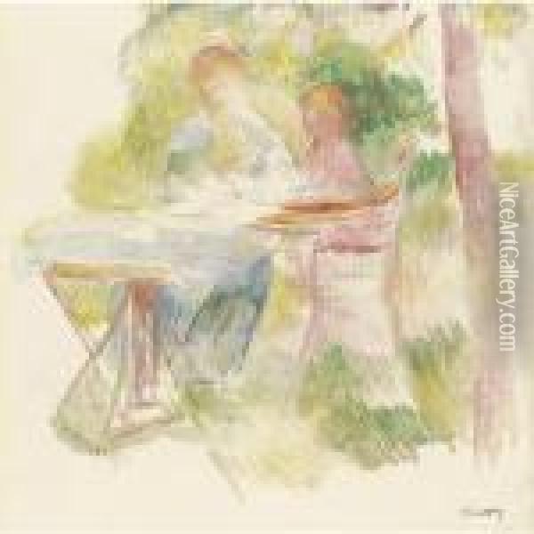 Femme Et Enfant Dans Un Jardin Oil Painting - Pierre Auguste Renoir