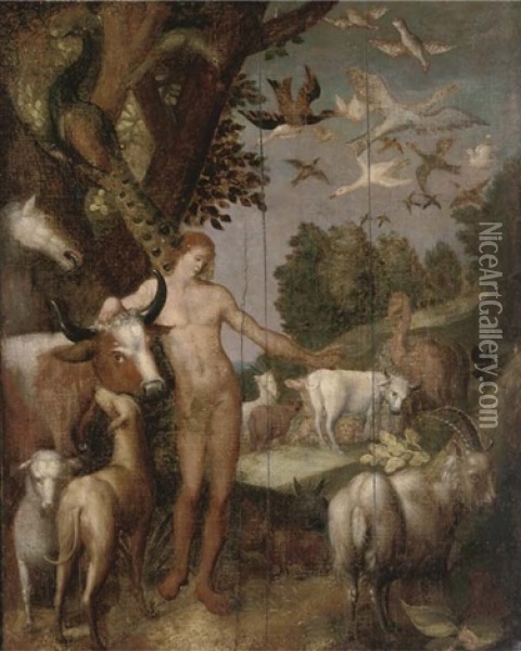 The Naming Of The Animals In The Garden Of Eden Oil Painting - Roelandt Savery