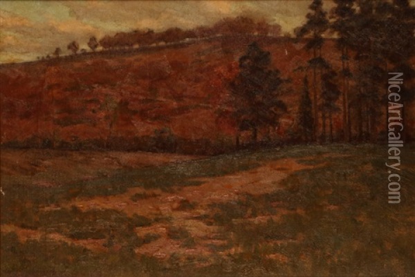 Trees In A Rolling Hills Landscape Oil Painting - Edward Burgess Butler