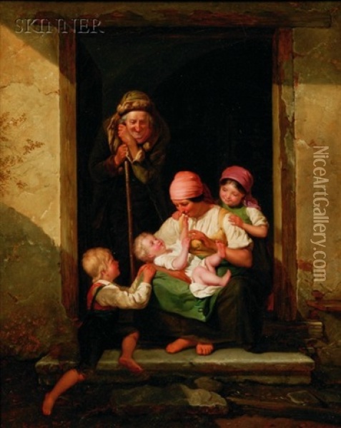 The New Baby Oil Painting - Ferdinand Waldmueller