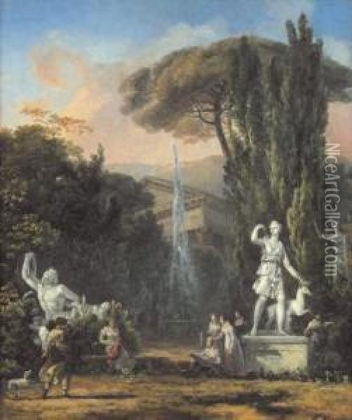 Capriccio Romano Oil Painting - Charles Louis Clerisseau