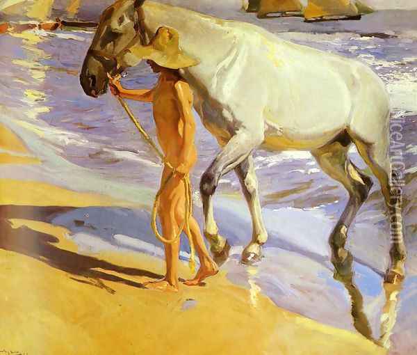 El bano del caballo (The Horse's Bath) Oil Painting - Joaquin Sorolla Y Bastida