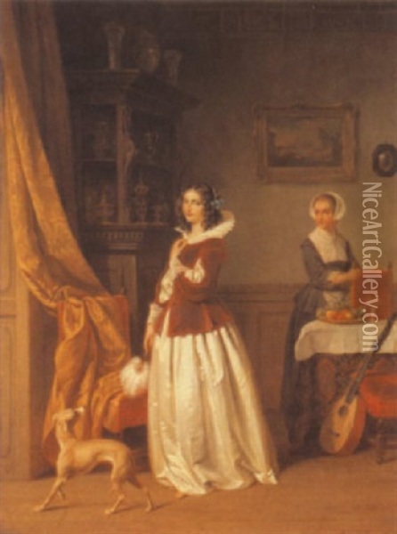 The Lady Of The House Oil Painting - Hendrick Joseph Dillens