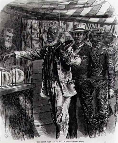The First Vote, from Harpers Weekly, 1867 Oil Painting - Alfred R. Waud
