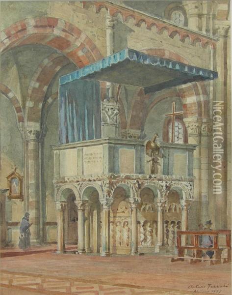 Pulpito Medioevale In S. Ambrogio Oil Painting - Arturo Ferrari
